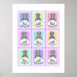 Neun Clowns mit hohen Hüten: Poster