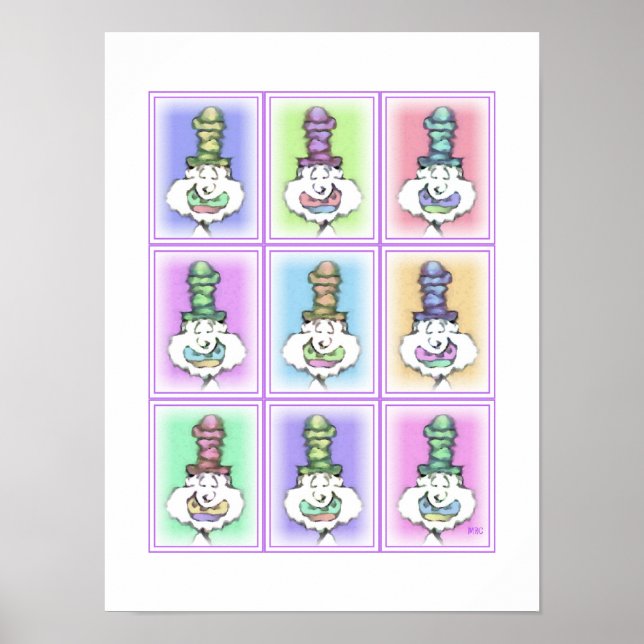 Neun Clowns mit hohen Hüten: Poster (Vorne)