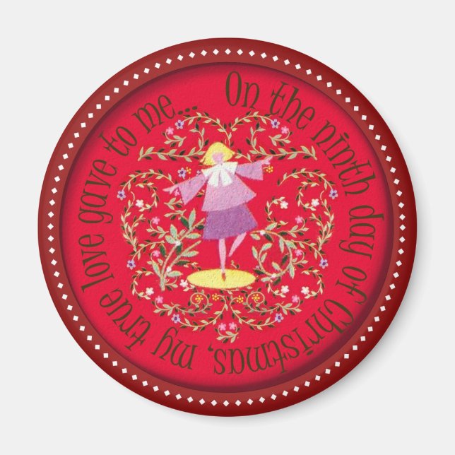 Neun Damen tanzen Magnet (Vorne)