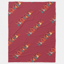 Neun Damen tanzen Mitte des Jahrhunderts Retro-Sch Fleecedecke