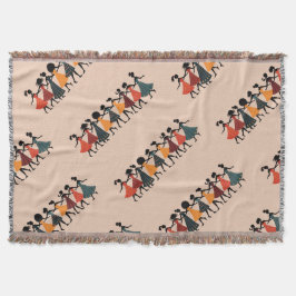 Neun Damen tanzen Stencil Retro Stil 4 Decke