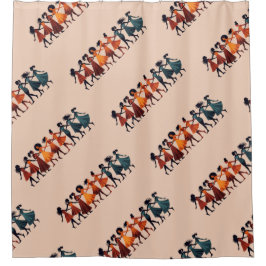 Neun Damen tanzen Stencil Retro Style 3 Duschvorhang