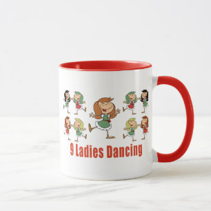Neun Damen tanzen Tasse