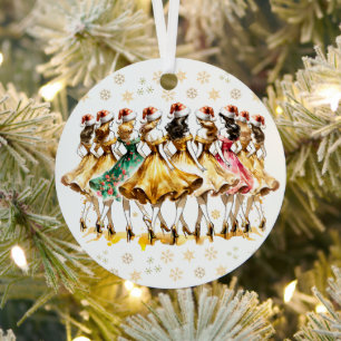 Neun Damen tanzen Zwölf Tage Weihnachten Ornament Aus Metall