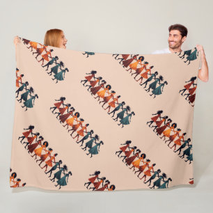 Neun Damen Tanzend Ausschneideschablone Retro-Stil Fleecedecke
