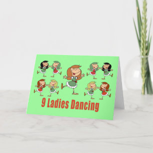 Neun Dance Cards Feiertagskarte