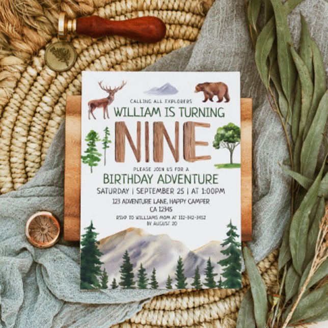 Neun Explorer Boy Birthday Einladung (Von Creator hochgeladen)