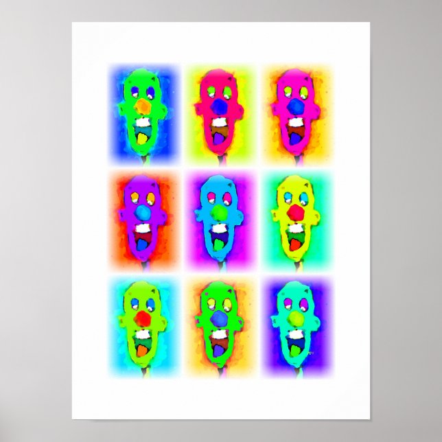 Neun farbenfrohe kahle Clowns: Poster (Vorne)