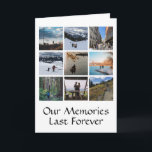 Neun Foto Collage benutzerdefinierte Grußkarte Karte<br><div class="desc">Diese durchdachte Grußkarte enthält neun Fotos in einem einfachen Rasterlayout mit bearbeitbarem Text, d.h. Titel, Jahr oder Nachricht am unteren Rand in zwei bequemen Zeilen. Klicken Sie auf Personalisieren, um Ihre Fotos hinzuzufügen, und jedes Foto passt in die richtige Position. Macht ein wunderbares Geschenk für Ehepartner, Kinder, Familie, Freunde, Mitarbeiter...</div>