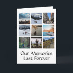 Neun Foto Collage benutzerdefinierte Grußkarte Karte<br><div class="desc">Diese durchdachte Grußkarte enthält neun Fotos in einem einfachen Rasterlayout mit bearbeitbarem Text, d.h. Titel, Jahr oder Nachricht am unteren Rand in zwei bequemen Zeilen. Klicken Sie auf Personalisieren, um Ihre Fotos hinzuzufügen, und jedes Foto passt in die richtige Position. Macht ein wunderbares Geschenk für Ehepartner, Kinder, Familie, Freunde, Mitarbeiter...</div>