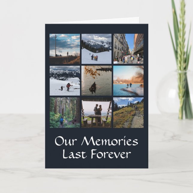 Neun Foto Collage benutzerdefinierte Grußkarte Karte (Vorderseite)