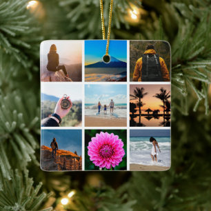 Neun Foto Picture Collage Anpassbare Geschenkwrapp Keramikornament
