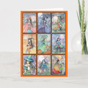 Neun Hexen Halloween Karte