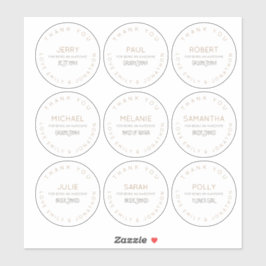 Neun individuelle Namen Danke Brautparty Klein Aufkleber