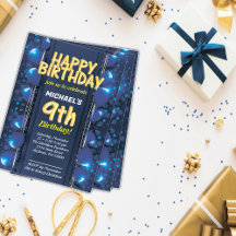 Neun Jahre alte Jungen Geburtstagsfeier Einladung