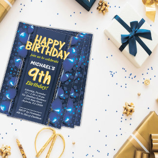 Neun Jahre alte Jungen Geburtstagsfeier Einladung