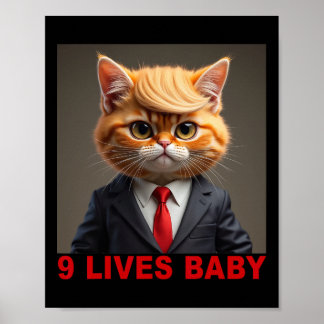 Neun Leben Byby Katze Lustig Trump Unterstützer Wä Poster