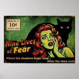 Neun Leben der Angst – Ausgabe Nr. 1 Retro-Horrorp Poster