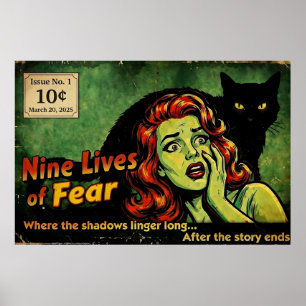 Neun Leben der Angst – Ausgabe Nr. 1 Retro-Horrorp Poster