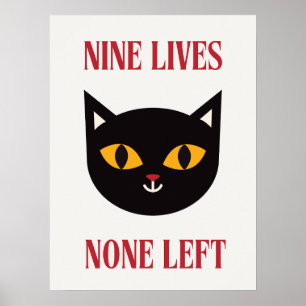 Neun leben kein Links Schwarzkatzenposter Poster
