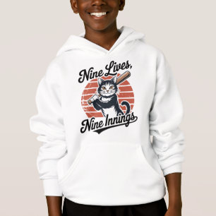 Neun Leben Neun Innings Baseball-Katze  Hoodie