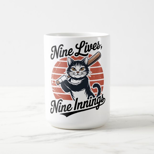 Neun Leben Neun Innings Baseball-Katze  Kaffeetasse (Mittel)