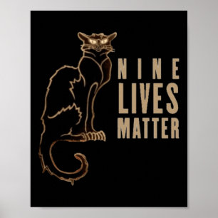 Neun leben schwarze Katzen-Aufkleber Poster