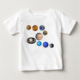 Neun Planeten im Sonnensystem. Quecksilber, Venus, Baby T-shirt