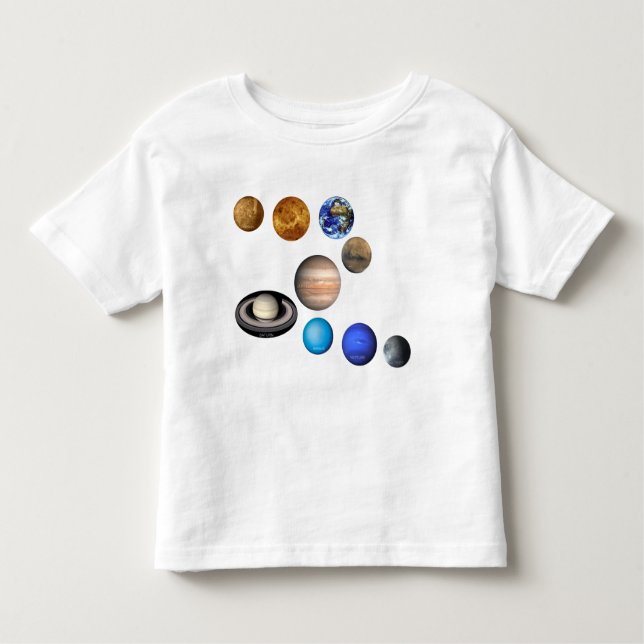Neun Planeten im Sonnensystem. Quecksilber, Venus, Kleinkind T-shirt (Vorderseite)