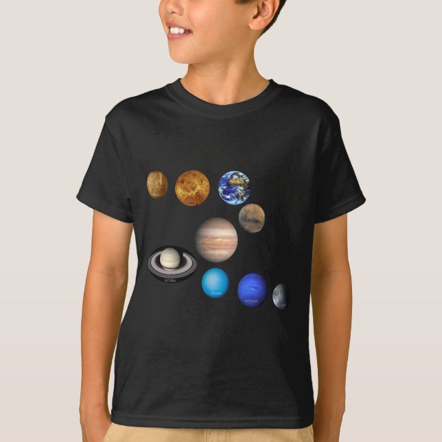 Neun Planeten im Sonnensystem T-Shirt (Vorderseite)