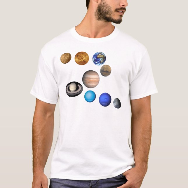 Neun Planeten im Sonnensystem T-Shirt (Vorderseite)