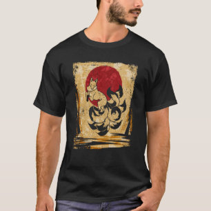 Neun Schwanzfox Japanischer Retro 4 T-Shirt