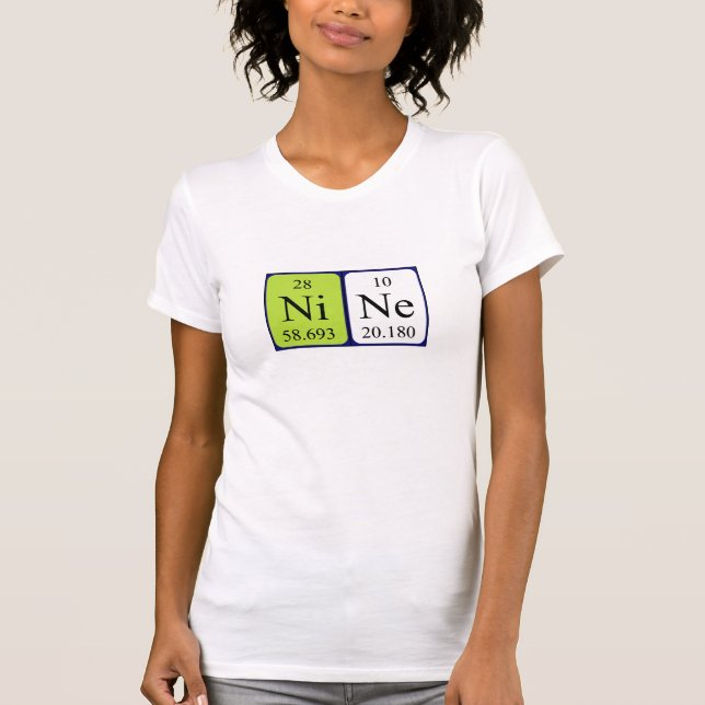 Neun Shirts für die periodische Tabellenbezeichnun (Vorderseite)