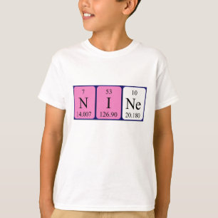 Neun Shirts für die periodische Tabellenbezeichnun