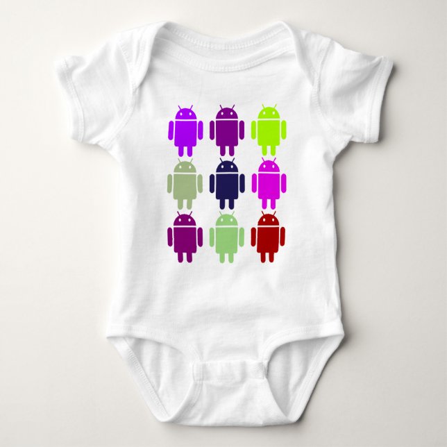 Neun Wanze Droids (androide mehrfache lila Farben) Baby Strampler (Vorderseite)