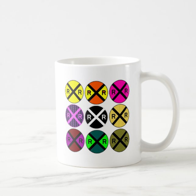 Neun Zeichen farbige Bahnübergänge Tasse (Rechts)