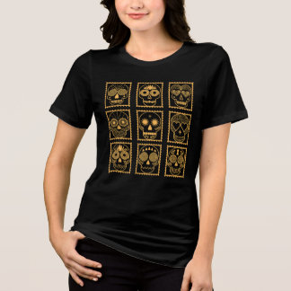 Neun Zucker-Schädel Día De Los Muertos Tri-Blend Shirt