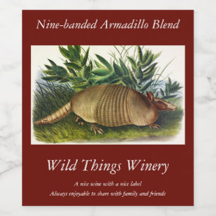 Neunbanded, Armadillo mit langer Nase von Audubon Weinetikett