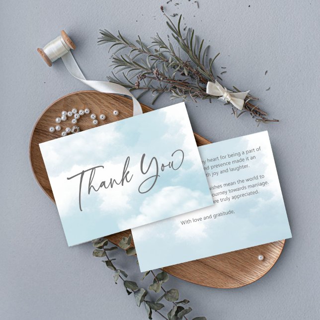 Neuner Cloud-Brautparty-Pastellwolken Dankeskarte (Cloud nine bridal shower pastel grey clouds thank you card bridal shower thank you card on cloud nin)