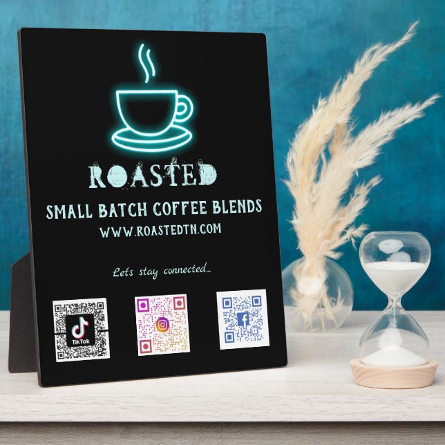 Neuner Kaffee Cup Social Media QR Codes Fotoplatte (Seite)