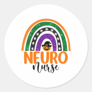 Neuno Nurse Neuroscience Pflege Halloween Rainbow Runder Aufkleber