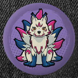 Neunschwänziger Fuchs- Yokai Kitsune Button