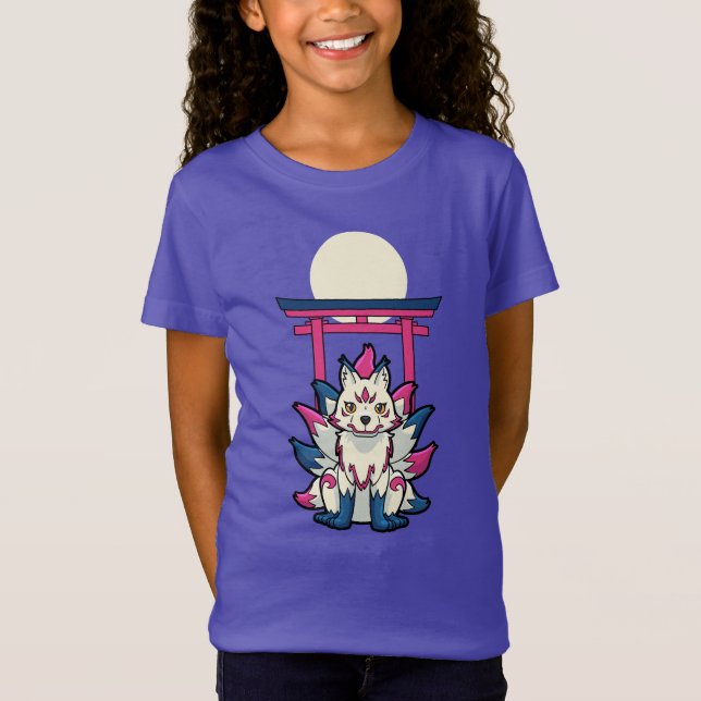 Neunschwänziger Kitsune-Fuchs - Spaß-Yokai T-Shirt (Vorderseite)