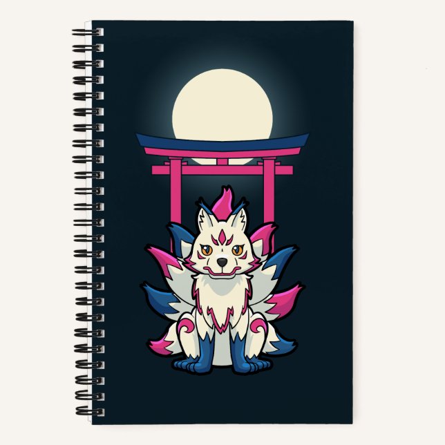 Neuntails Kitsune - Japanischer Fox Yokai Notizbuch (Vorderseite)