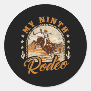 Neunte Rodeo-Retro-Western-9-Geburtstag Country Runder Aufkleber