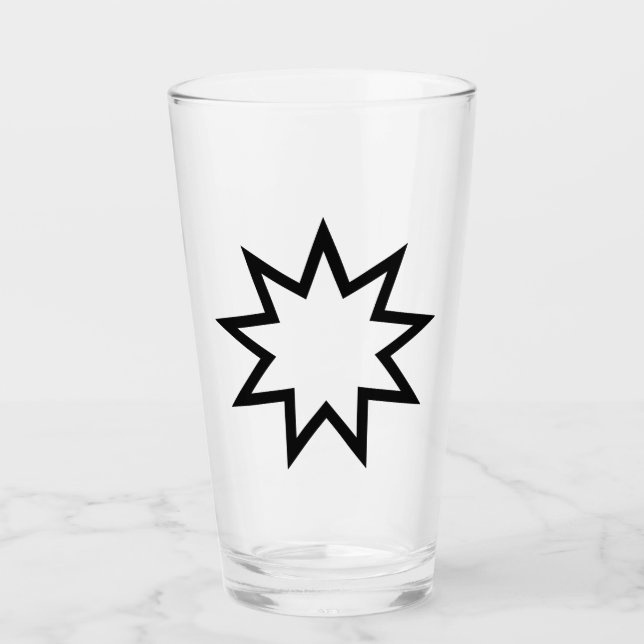 Neunzeitiger Stern (Symbol des Glaubens von Bahai) Glas (Vorderseite)