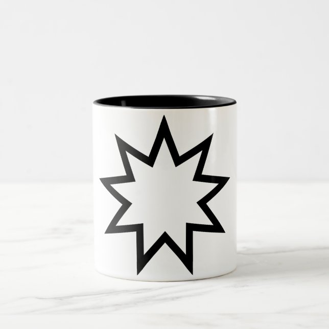 Neunzeitiger Stern (Symbol des Glaubens von Bahai) Zweifarbige Tasse (Mittel)