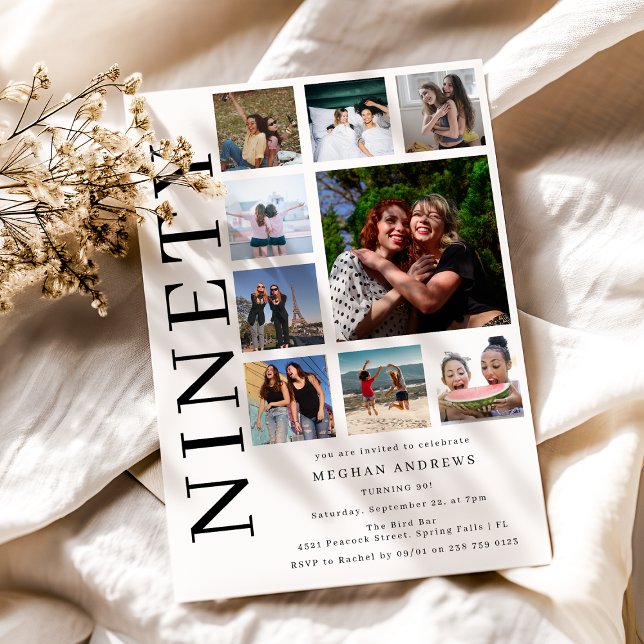 Neunzig Foto-Collage 90. Geburtstagsfeier Einladung (Von Creator hochgeladen)