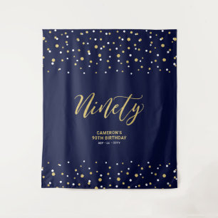Neunzig Gold & Navy 90. Geburtstagsfeier Hintergru Wandteppich