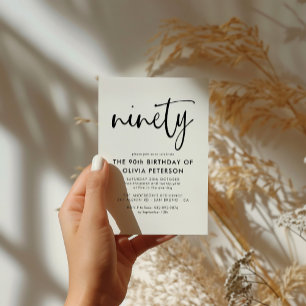 neunzig   Moderne 90. Black & White Geburtstagspar Einladungspostkarte
